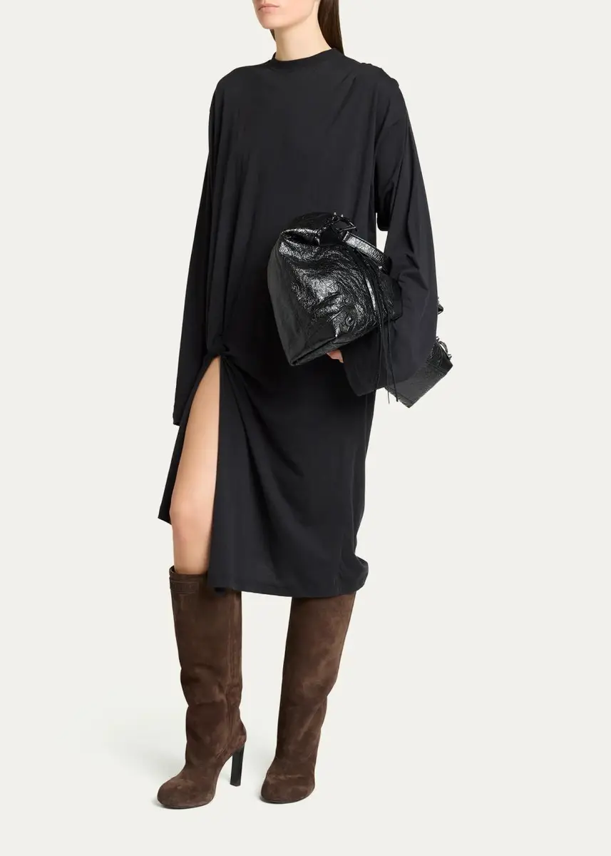 Balenciaga Tucked Long-Sleeve T-Shirt Dress | Thumbnail 4 Balenciaga Tucked Long-Sleeve T-Shirt Dress | Thumbnail 4