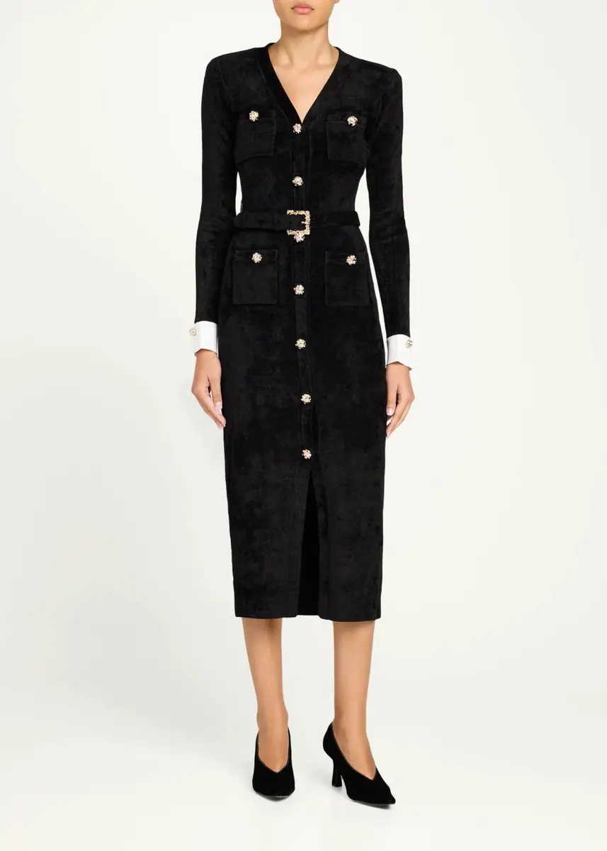 Self-Portrait Chenille Knit Midi Dress | Thumbnail 2 Self-Portrait Chenille Knit Midi Dress | Thumbnail 2