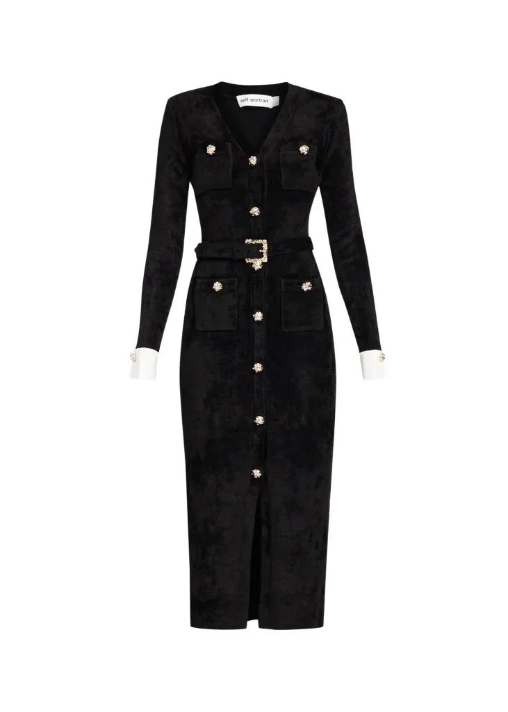 Self-Portrait Chenille Knit Midi Dress