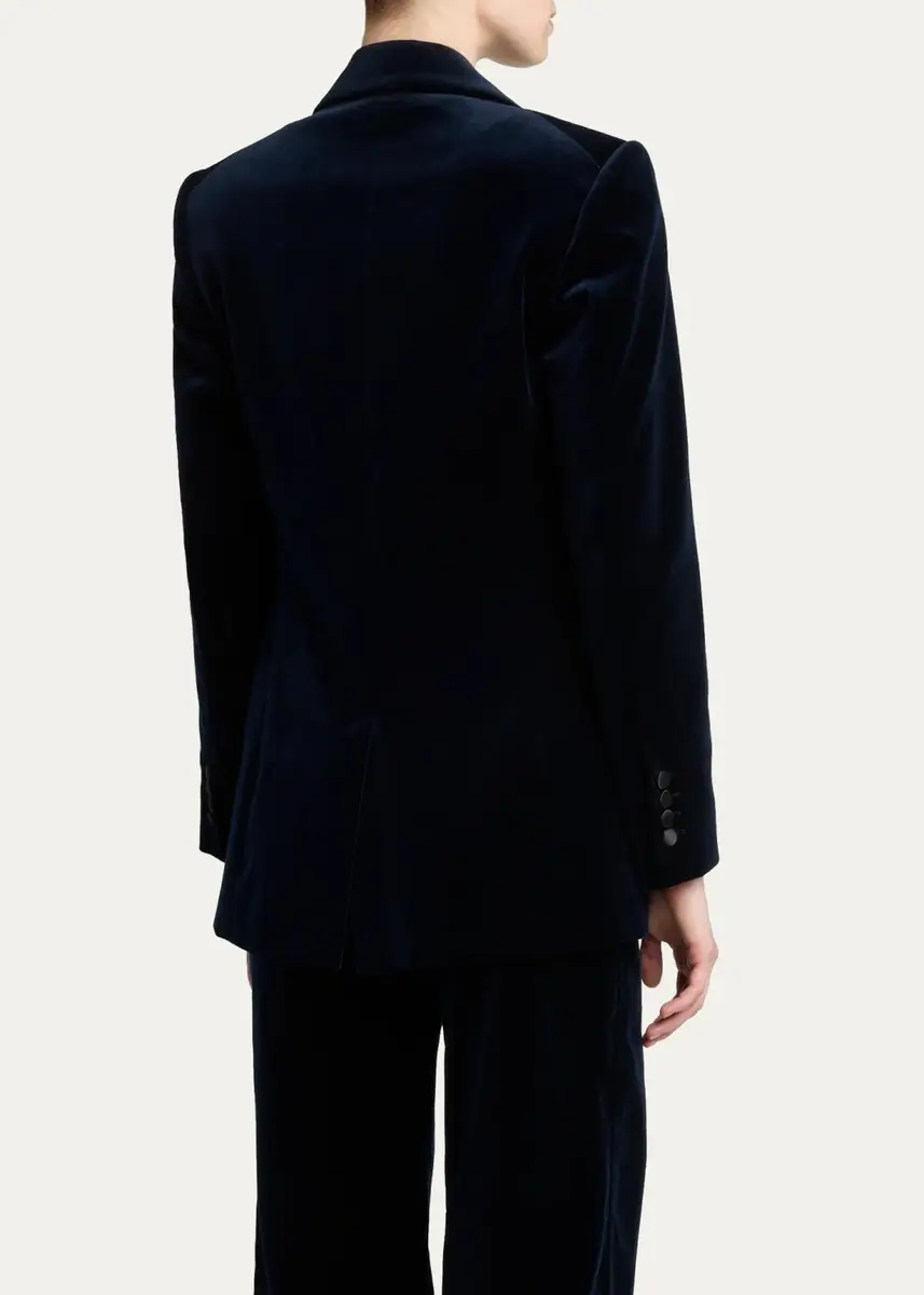 Victoria Beckham Satin Lapels Single-Breasted Velvet Jacket | Thumbnail 3 Victoria Beckham Satin Lapels Single-Breasted Velvet Jacket | Thumbnail 3