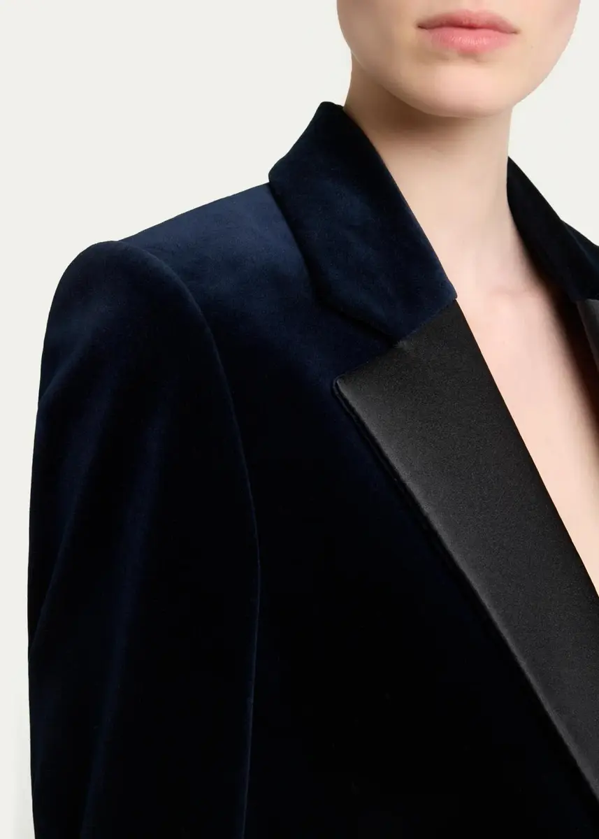 Victoria Beckham Satin Lapels Single-Breasted Velvet Jacket | Thumbnail 5 Victoria Beckham Satin Lapels Single-Breasted Velvet Jacket | Thumbnail 5