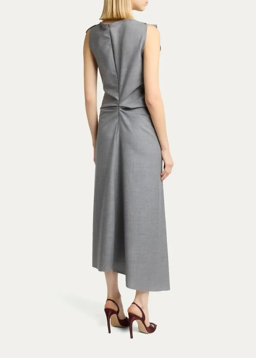 Victoria Beckham Draped Virgin Wool Midi Dress | Thumbnail 3 Victoria Beckham Draped Virgin Wool Midi Dress | Thumbnail 3