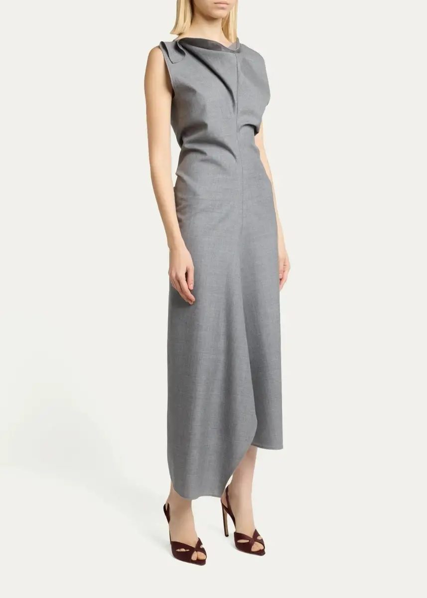Victoria Beckham Draped Virgin Wool Midi Dress | Thumbnail 4 Victoria Beckham Draped Virgin Wool Midi Dress | Thumbnail 4