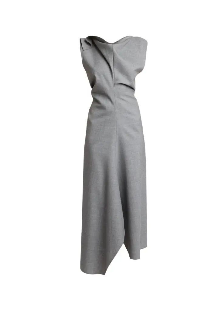 Victoria Beckham Draped Virgin Wool Midi Dress