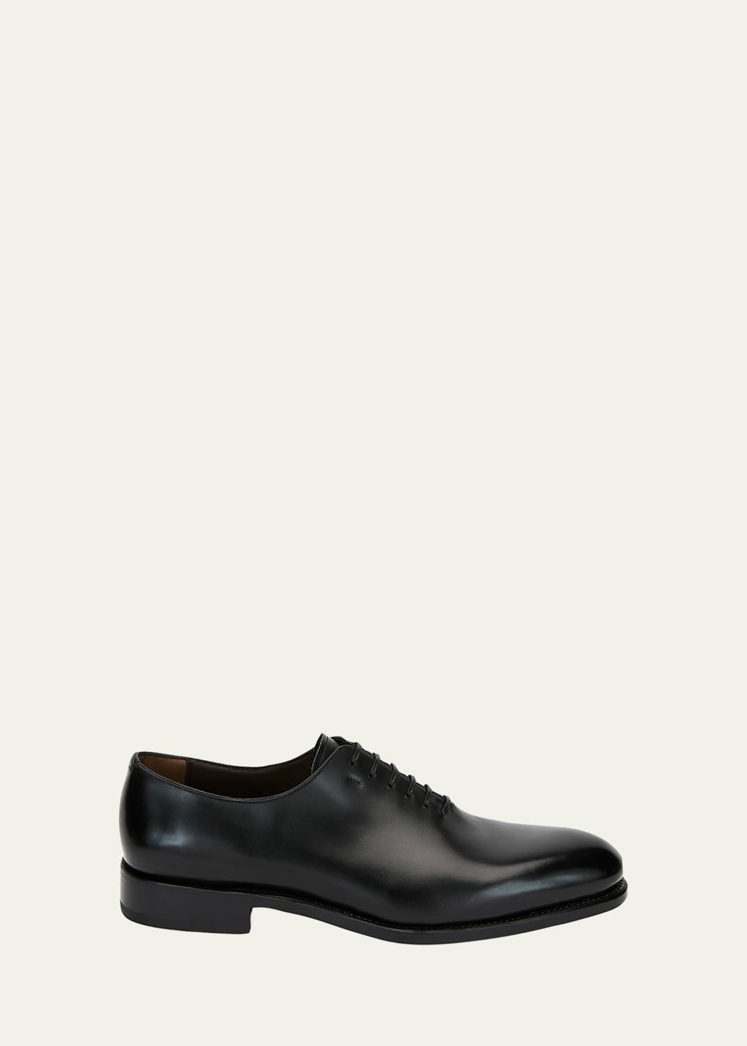 Ferragamo Men's Angiolo Tramezza Whole-Cut Leather Lace-Up Shoes