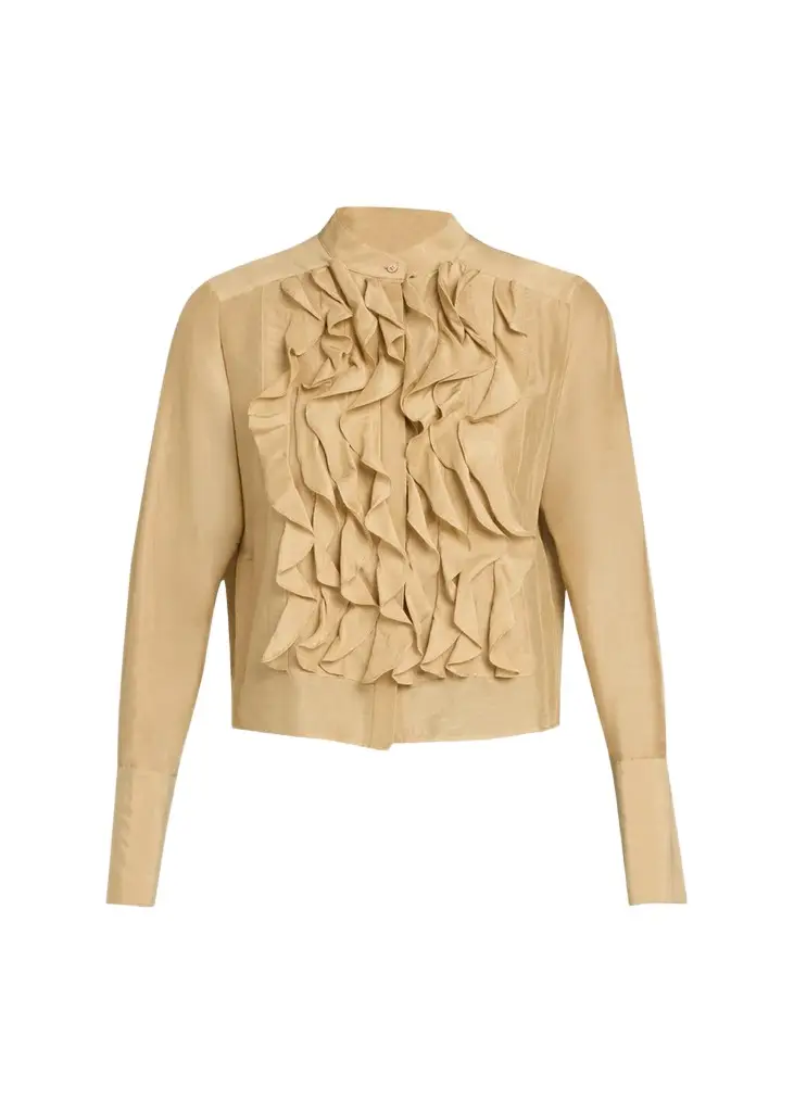 Patti Ruffle Cotton-Silk Blouse