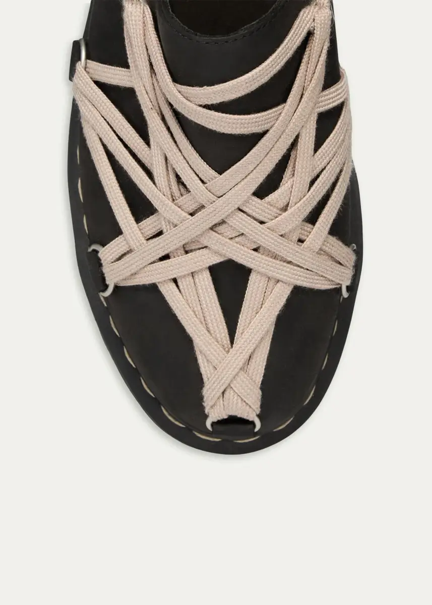 Rick Owens x Dr. Martens Men's FW26 Quad Sole Megalace Nubuck Leather Mules | Thumbnail 3