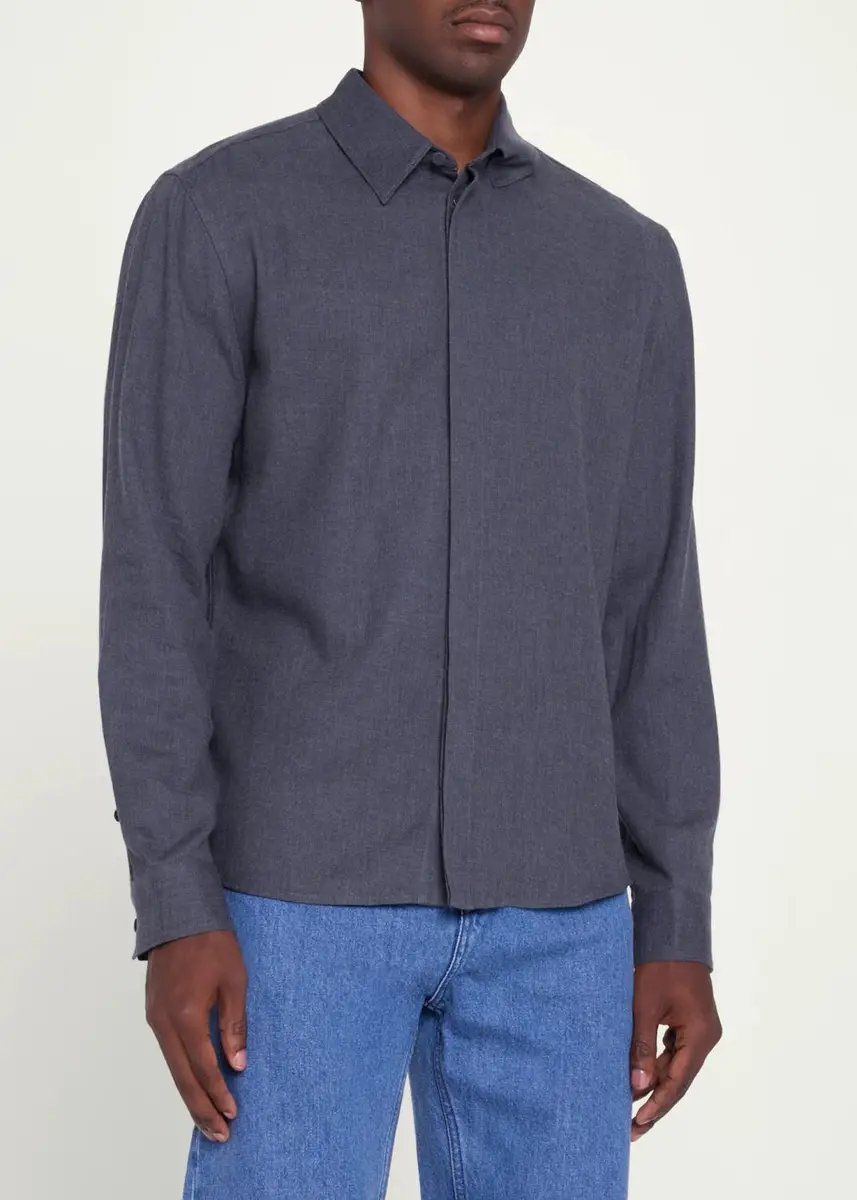 Gabriela Hearst Men's Cotton & Cashmere Shirt | Thumbnail 4 Gabriela Hearst Men's Cotton & Cashmere Shirt | Thumbnail 4