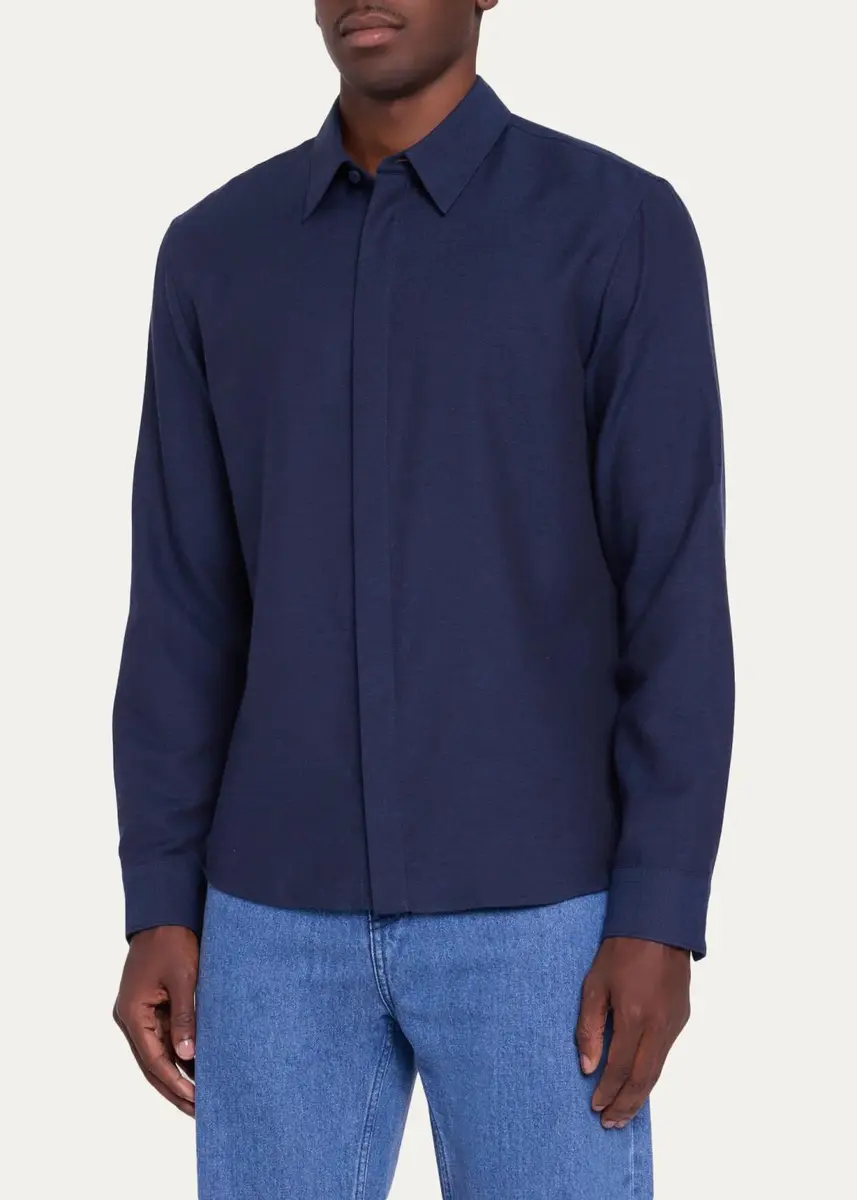 Gabriela Hearst Men's Cotton & Cashmere Shirt | Thumbnail 9 Gabriela Hearst Men's Cotton & Cashmere Shirt | Thumbnail 9