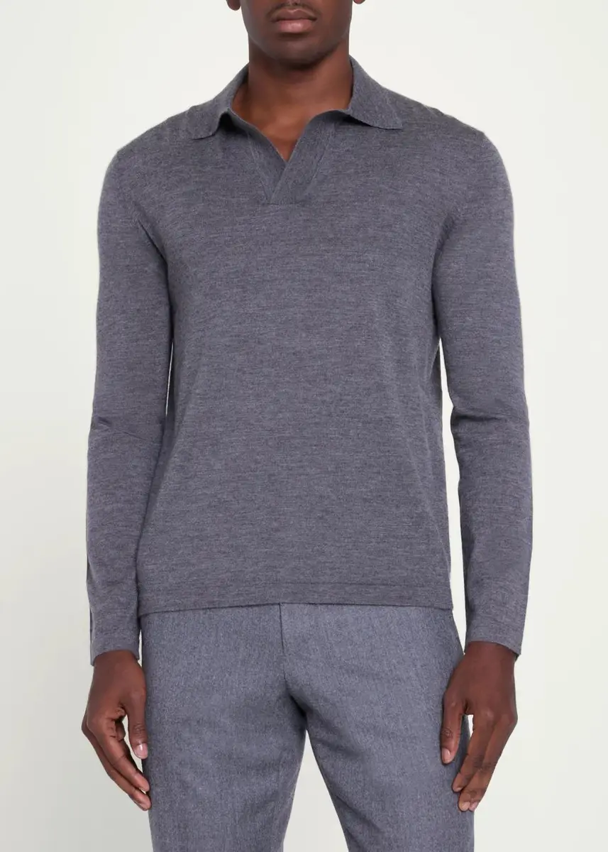 Gabriela Hearst Men's Frome Cashmere Polo Shirt | Thumbnail 4 Gabriela Hearst Men's Frome Cashmere Polo Shirt | Thumbnail 4
