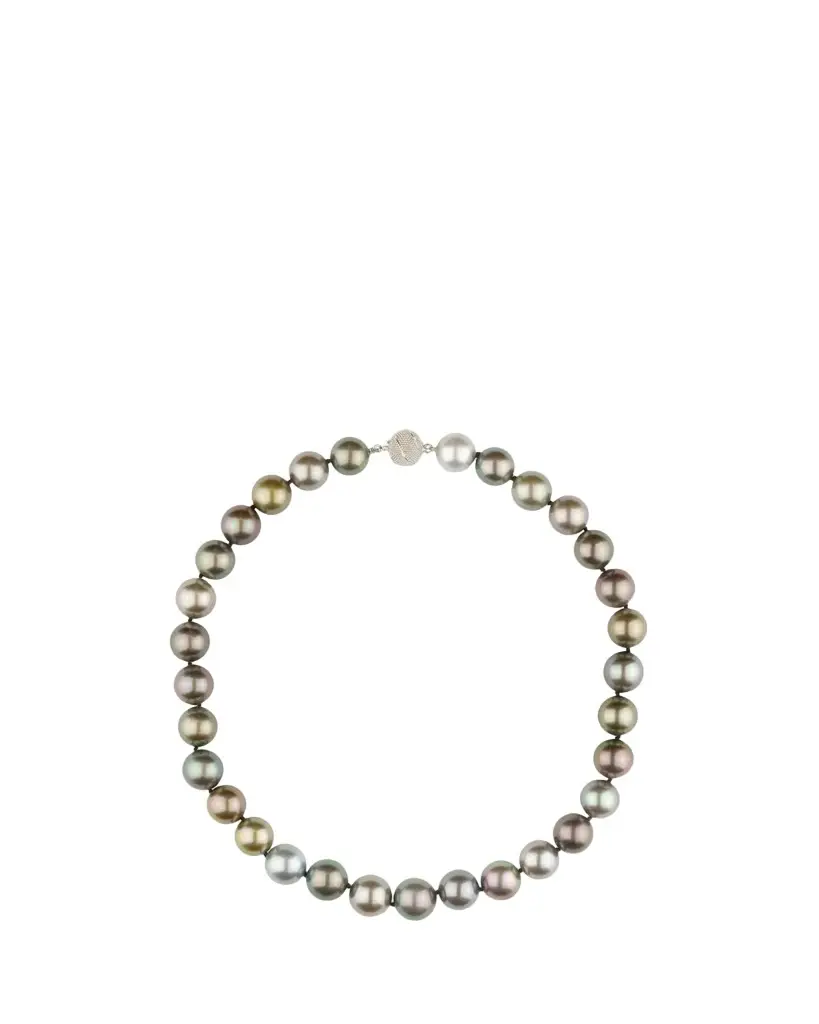 Paul Morelli 18K White Gold Grey Tahitian Pearl Necklace with Diamond Clasp