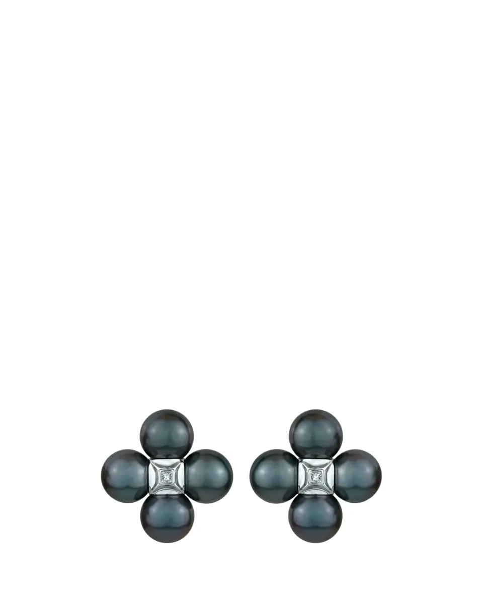 Paul Morelli 18K White Gold Tahitian Pearl and Diamond Sequence Earrings | Thumbnail 2