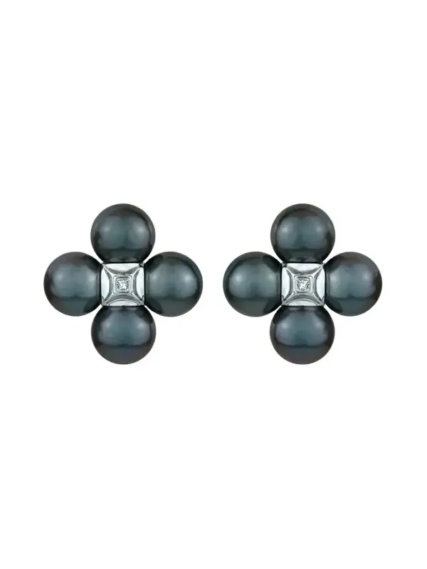 Paul Morelli 18K White Gold Tahitian Pearl and Diamond Sequence Earrings