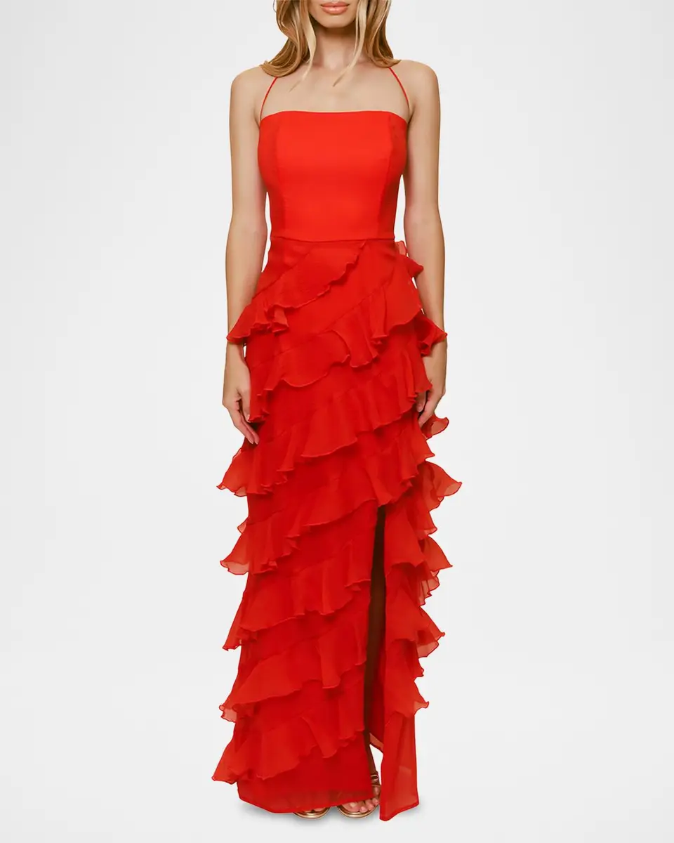Hutch Lou Square-Neck Ruffle Column Gown | Thumbnail 2 Hutch Lou Square-Neck Ruffle Column Gown | Thumbnail 2