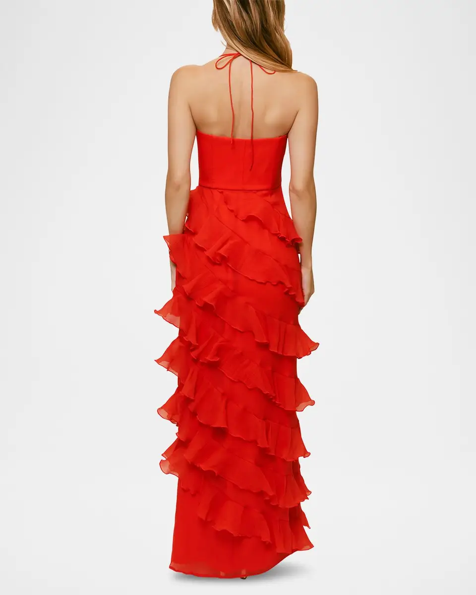 Hutch Lou Square-Neck Ruffle Column Gown | Thumbnail 3 Hutch Lou Square-Neck Ruffle Column Gown | Thumbnail 3