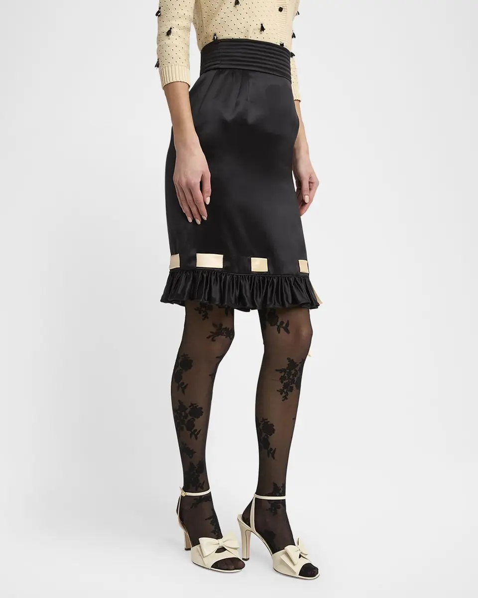 Valentino Garavani Ribbon Ruffle Hem Double Satin Skirt | Thumbnail 4 Valentino Garavani Ribbon Ruffle Hem Double Satin Skirt | Thumbnail 4