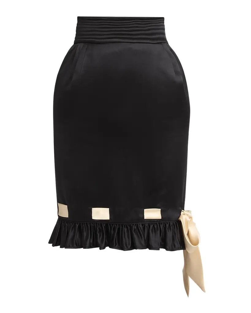 Ribbon Ruffle Hem Double Satin Skirt Ribbon Ruffle Hem Double Satin Skirt