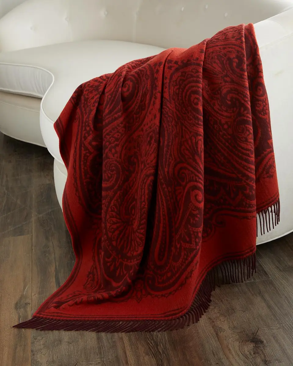 Etro Fringed Wool-Blend Throw, 55" x 71" | Thumbnail 6