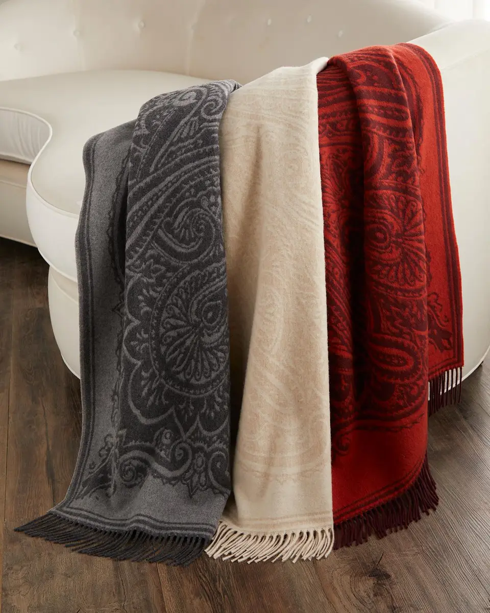 Fringed Wool-Blend Throw, 55" x 71"