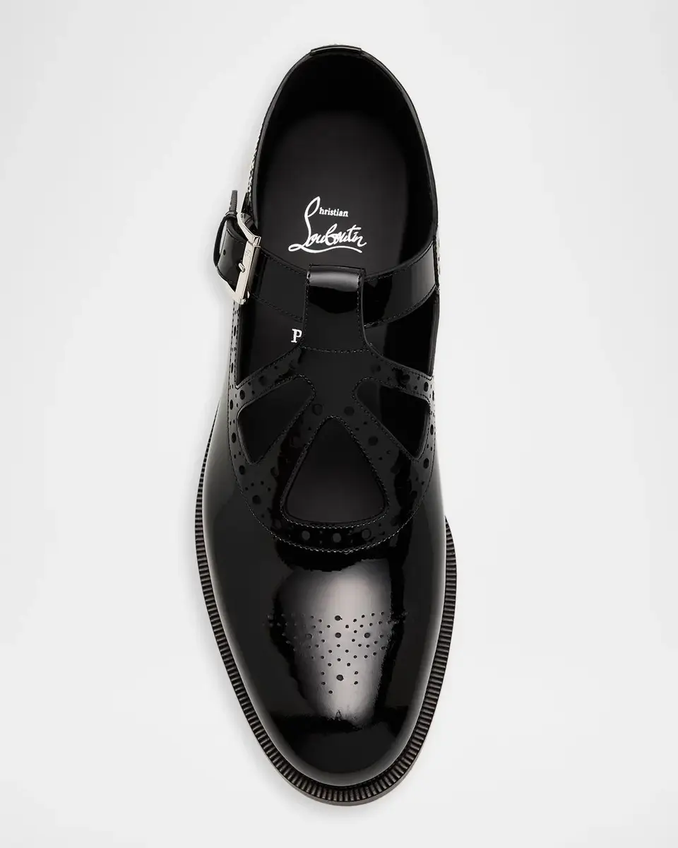 Christian Louboutin Men's Marc Poppin Brogue Leather T-Strap Loafers | Thumbnail 5 Christian Louboutin Men's Marc Poppin Brogue Leather T-Strap Loafers | Thumbnail 5