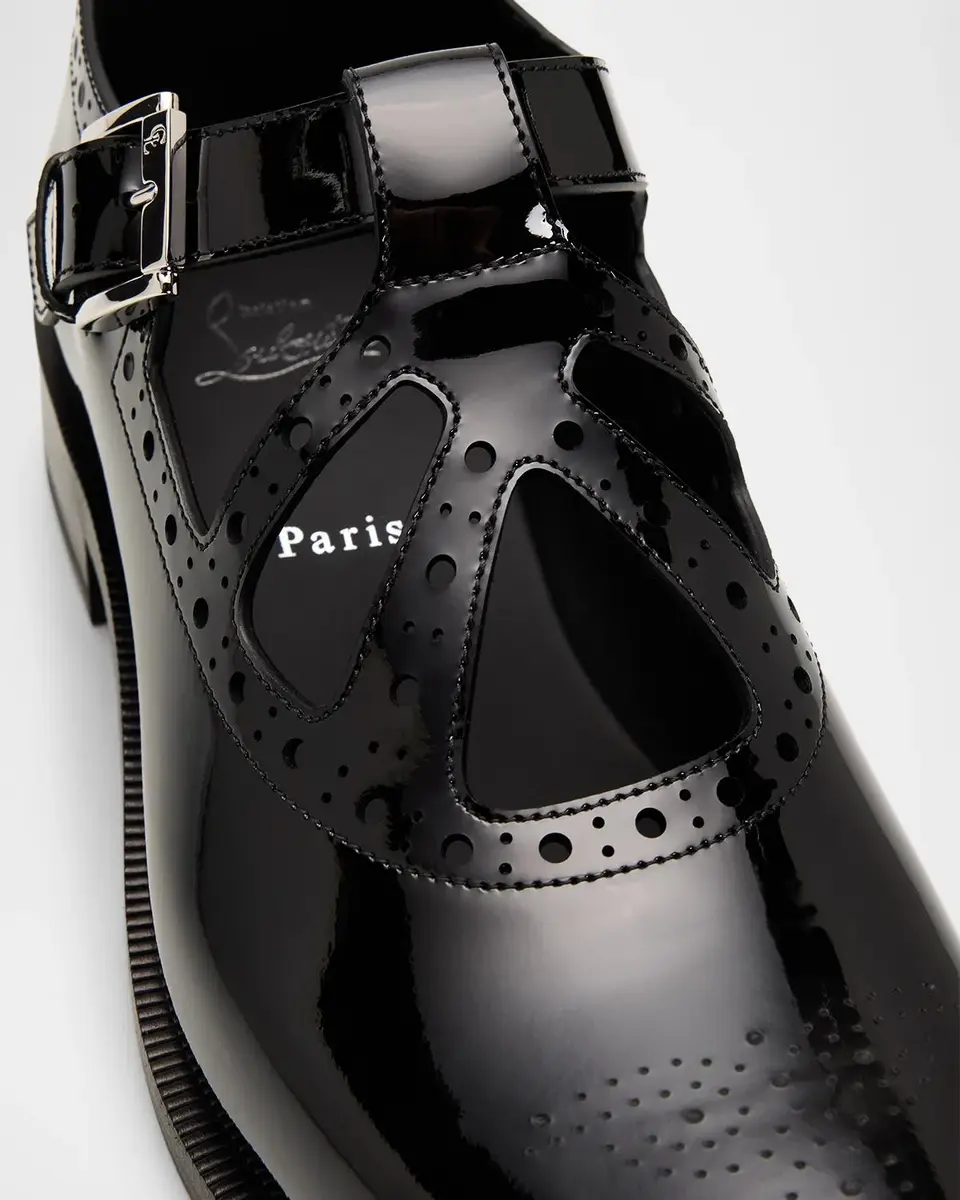 Christian Louboutin Men's Marc Poppin Brogue Leather T-Strap Loafers | Thumbnail 6 Christian Louboutin Men's Marc Poppin Brogue Leather T-Strap Loafers | Thumbnail 6