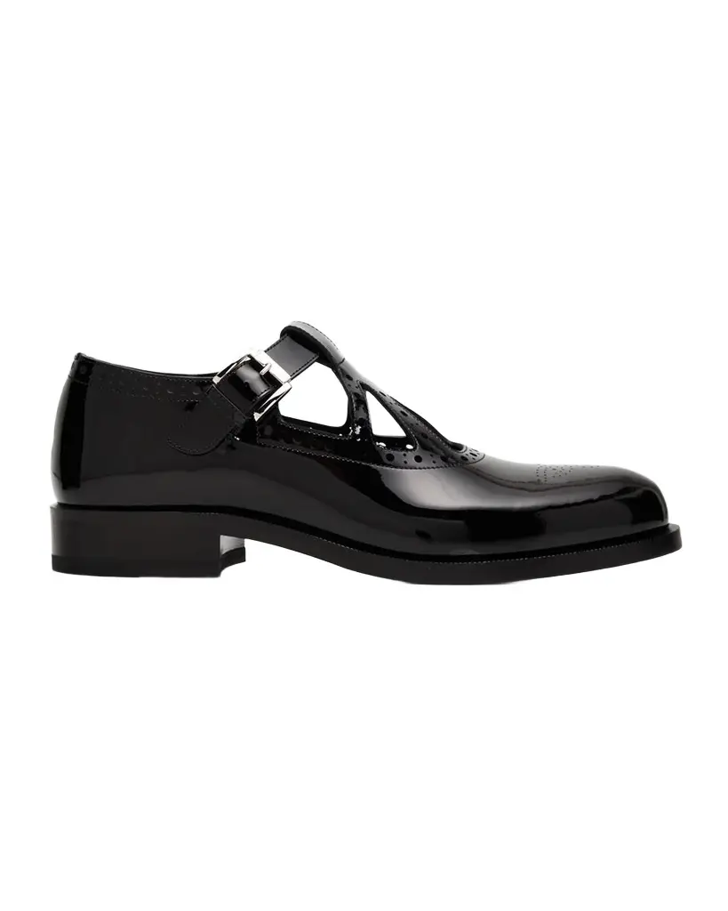 Christian Louboutin Men's Marc Poppin Brogue Leather T-Strap Loafers