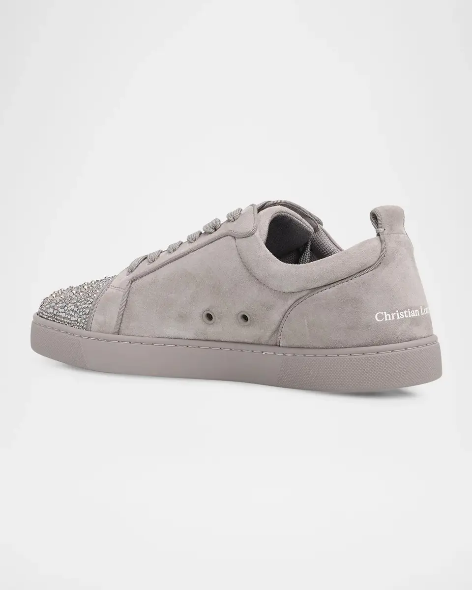 Christian Louboutin Men's Louis Jr Perla Suede Crystal Cap-Toe Sneakers | Thumbnail 4