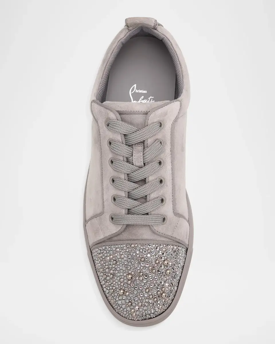 Christian Louboutin Men's Louis Jr Perla Suede Crystal Cap-Toe Sneakers | Thumbnail 5