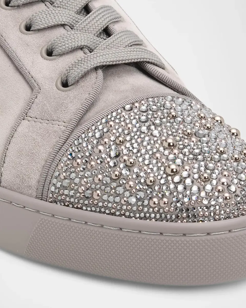 Christian Louboutin Men's Louis Jr Perla Suede Crystal Cap-Toe Sneakers | Thumbnail 6