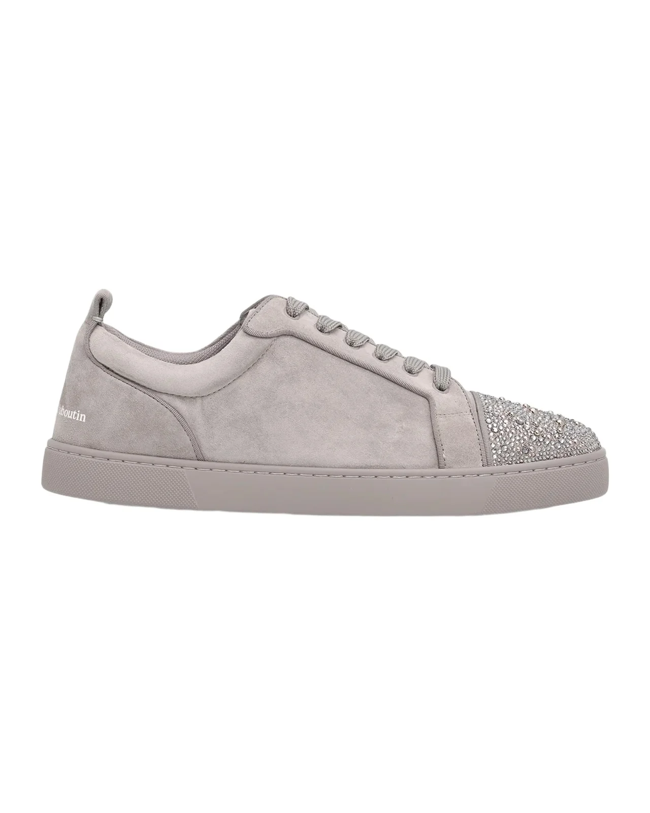 Christian Louboutin Men's Louis Jr Perla Suede Crystal Cap-Toe Sneakers