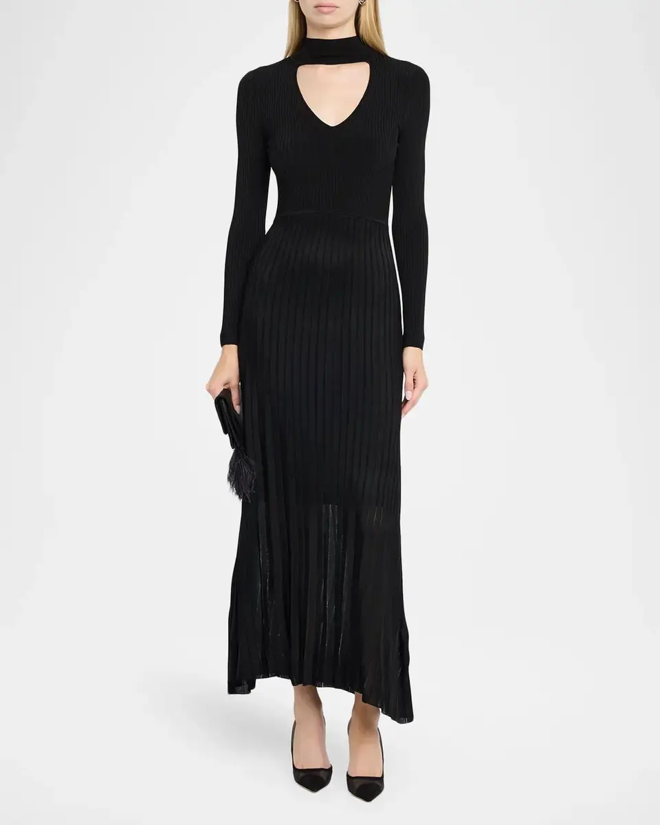 Maria McManus Mock V-Cutout Pleated Maxi Dress | Thumbnail 2 Maria McManus Mock V-Cutout Pleated Maxi Dress | Thumbnail 2