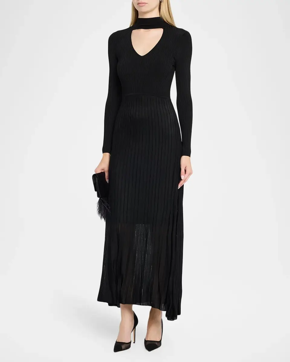 Maria McManus Mock V-Cutout Pleated Maxi Dress | Thumbnail 4 Maria McManus Mock V-Cutout Pleated Maxi Dress | Thumbnail 4