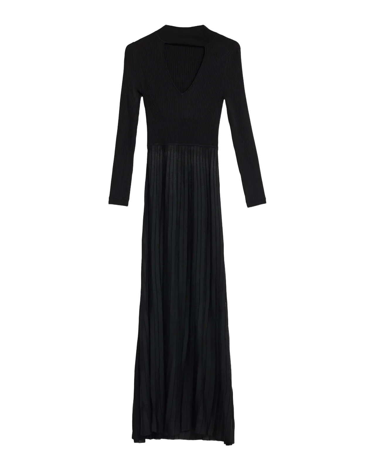 Maria McManus Mock V-Cutout Pleated Maxi Dress
