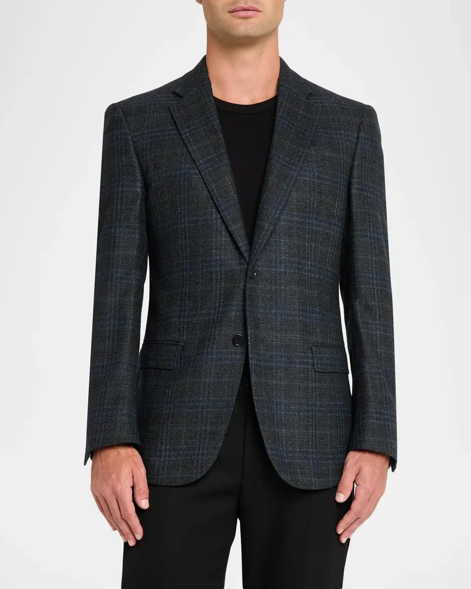 Emporio Armani Men's G Line Wool Melange Plaid Sport Coat | Thumbnail 4 Emporio Armani Men's G Line Wool Melange Plaid Sport Coat | Thumbnail 4