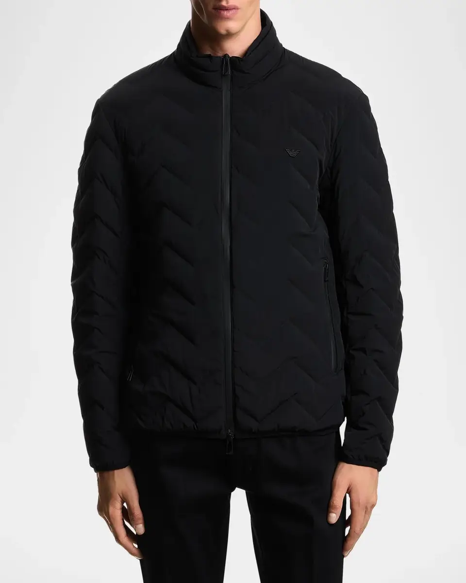 Emporio Armani Men's Down Chevron-Quilted Nylon Jacket | Thumbnail 4 Emporio Armani Men's Down Chevron-Quilted Nylon Jacket | Thumbnail 4