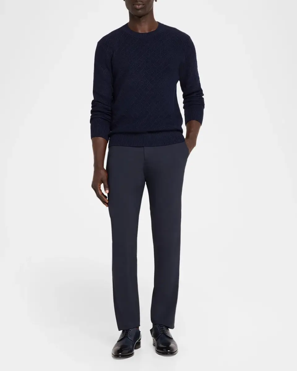 Emporio Armani Men's Wool-Cashmere Diamond Grid Crewneck Sweater | Thumbnail 2 Emporio Armani Men's Wool-Cashmere Diamond Grid Crewneck Sweater | Thumbnail 2