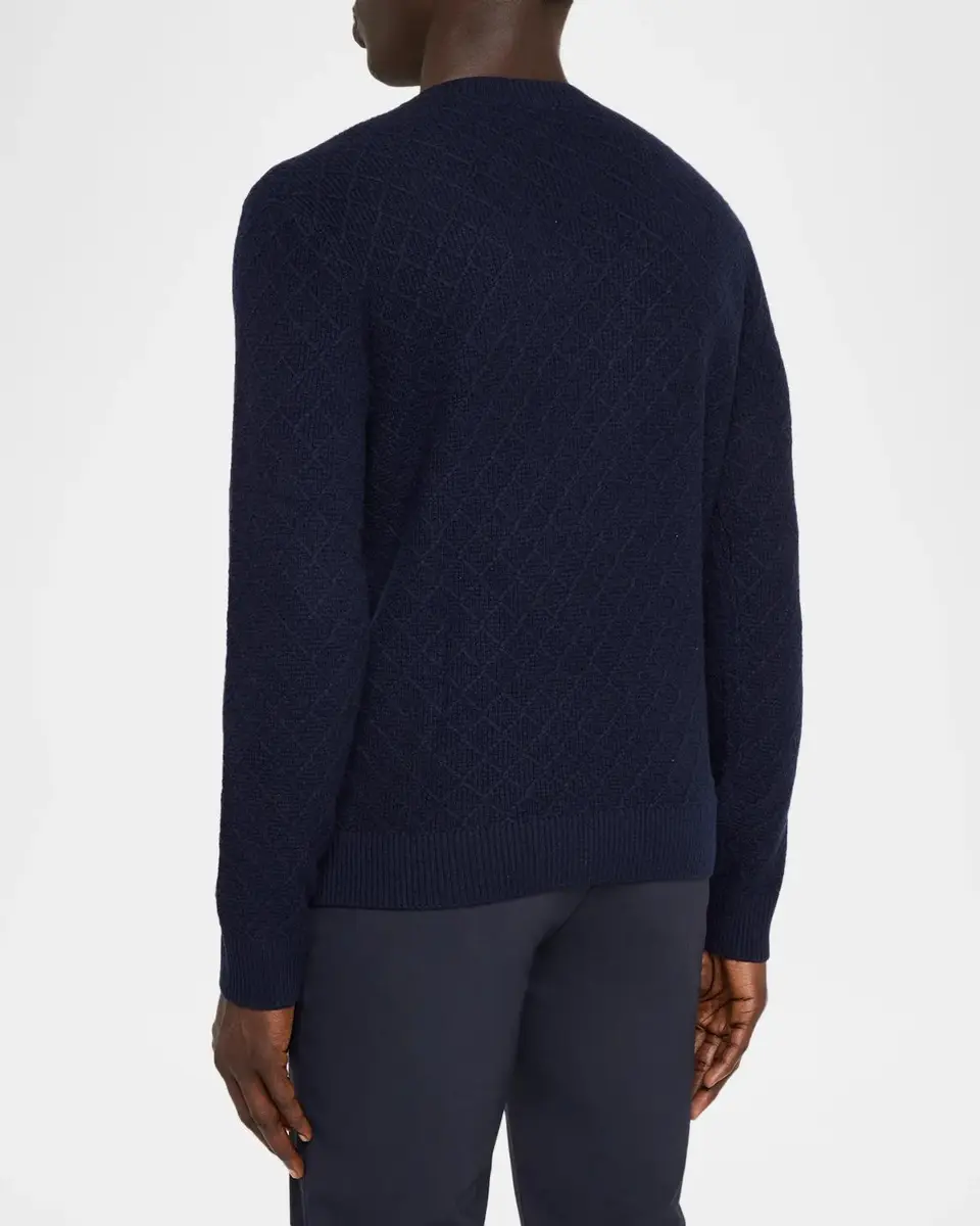 Emporio Armani Men's Wool-Cashmere Diamond Grid Crewneck Sweater | Thumbnail 3 Emporio Armani Men's Wool-Cashmere Diamond Grid Crewneck Sweater | Thumbnail 3