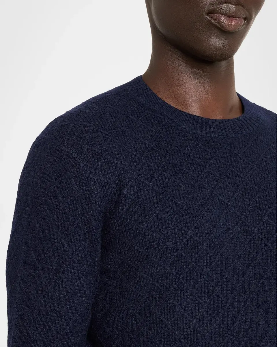 Emporio Armani Men's Wool-Cashmere Diamond Grid Crewneck Sweater | Thumbnail 5 Emporio Armani Men's Wool-Cashmere Diamond Grid Crewneck Sweater | Thumbnail 5