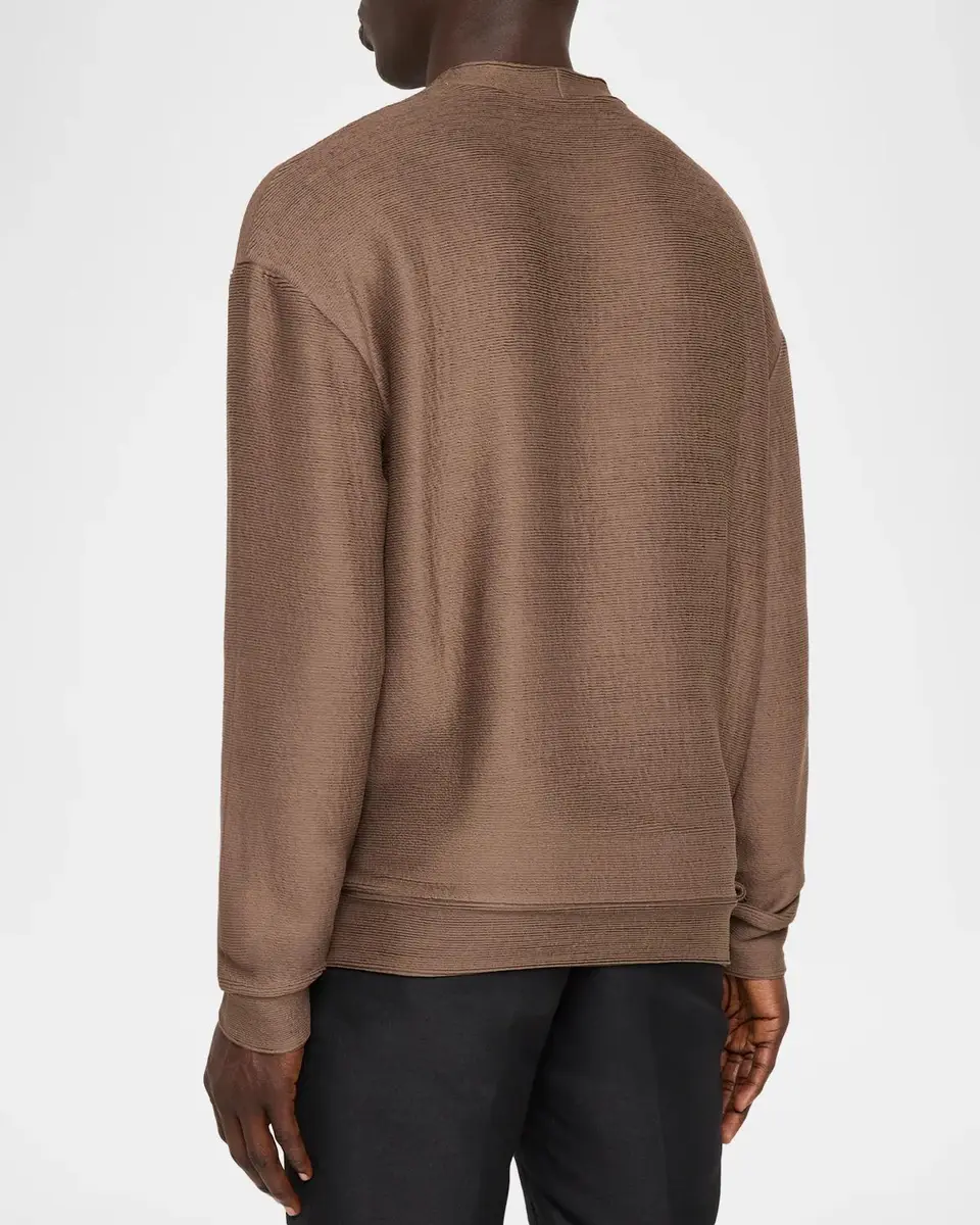 Emporio Armani Men's Cotton Rib-Knit Crewneck Sweater | Thumbnail 3 Emporio Armani Men's Cotton Rib-Knit Crewneck Sweater | Thumbnail 3