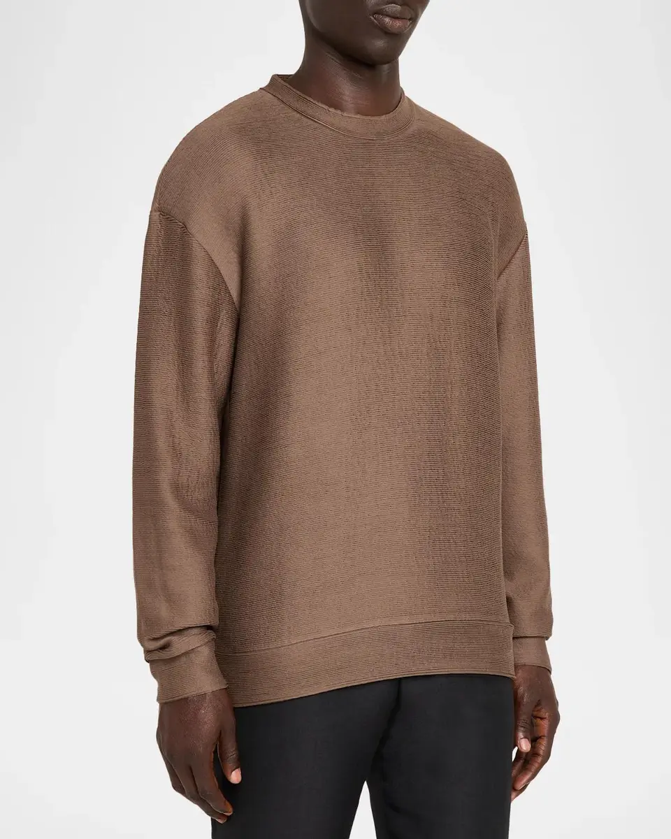 Emporio Armani Men's Cotton Rib-Knit Crewneck Sweater | Thumbnail 4 Emporio Armani Men's Cotton Rib-Knit Crewneck Sweater | Thumbnail 4
