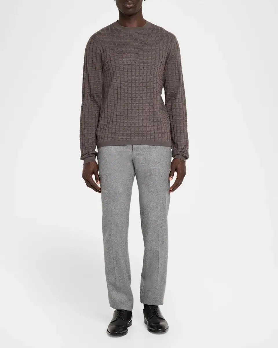 Emporio Armani Men's Grid Jacquard Crewneck Sweater | Thumbnail 2 Emporio Armani Men's Grid Jacquard Crewneck Sweater | Thumbnail 2