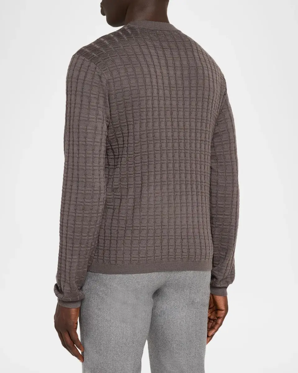Emporio Armani Men's Grid Jacquard Crewneck Sweater | Thumbnail 3 Emporio Armani Men's Grid Jacquard Crewneck Sweater | Thumbnail 3
