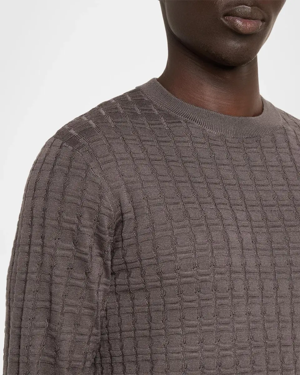 Emporio Armani Men's Grid Jacquard Crewneck Sweater | Thumbnail 5 Emporio Armani Men's Grid Jacquard Crewneck Sweater | Thumbnail 5