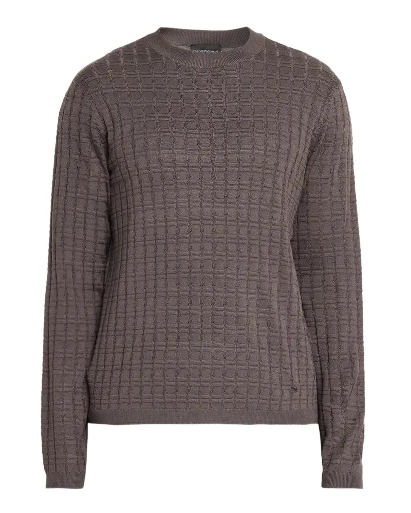 Emporio Armani Men's Grid Jacquard Crewneck Sweater