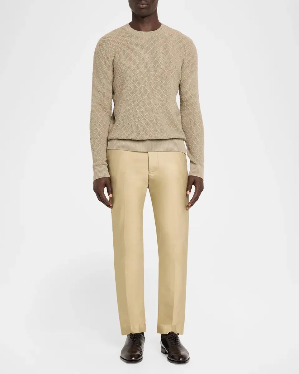 Emporio Armani Men's Wool-Cashmere Grid Jacquard Crewneck Sweater | Thumbnail 2 Emporio Armani Men's Wool-Cashmere Grid Jacquard Crewneck Sweater | Thumbnail 2