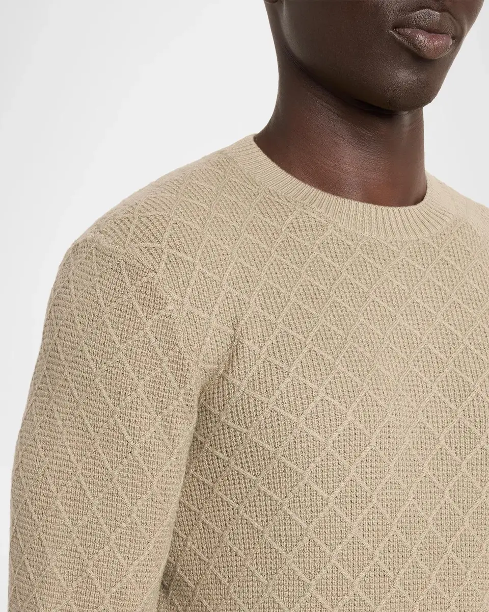 Emporio Armani Men's Wool-Cashmere Grid Jacquard Crewneck Sweater | Thumbnail 5 Emporio Armani Men's Wool-Cashmere Grid Jacquard Crewneck Sweater | Thumbnail 5