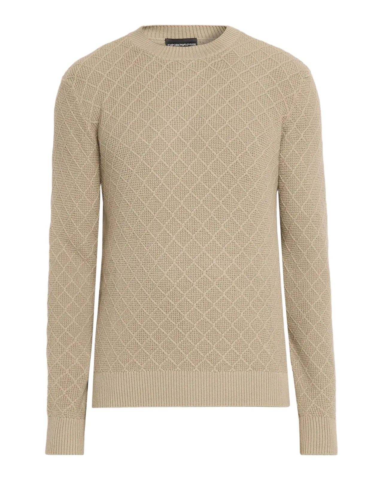 Men's Wool-Cashmere Grid Jacquard Crewneck Sweater Men's Wool-Cashmere Grid Jacquard Crewneck Sweater