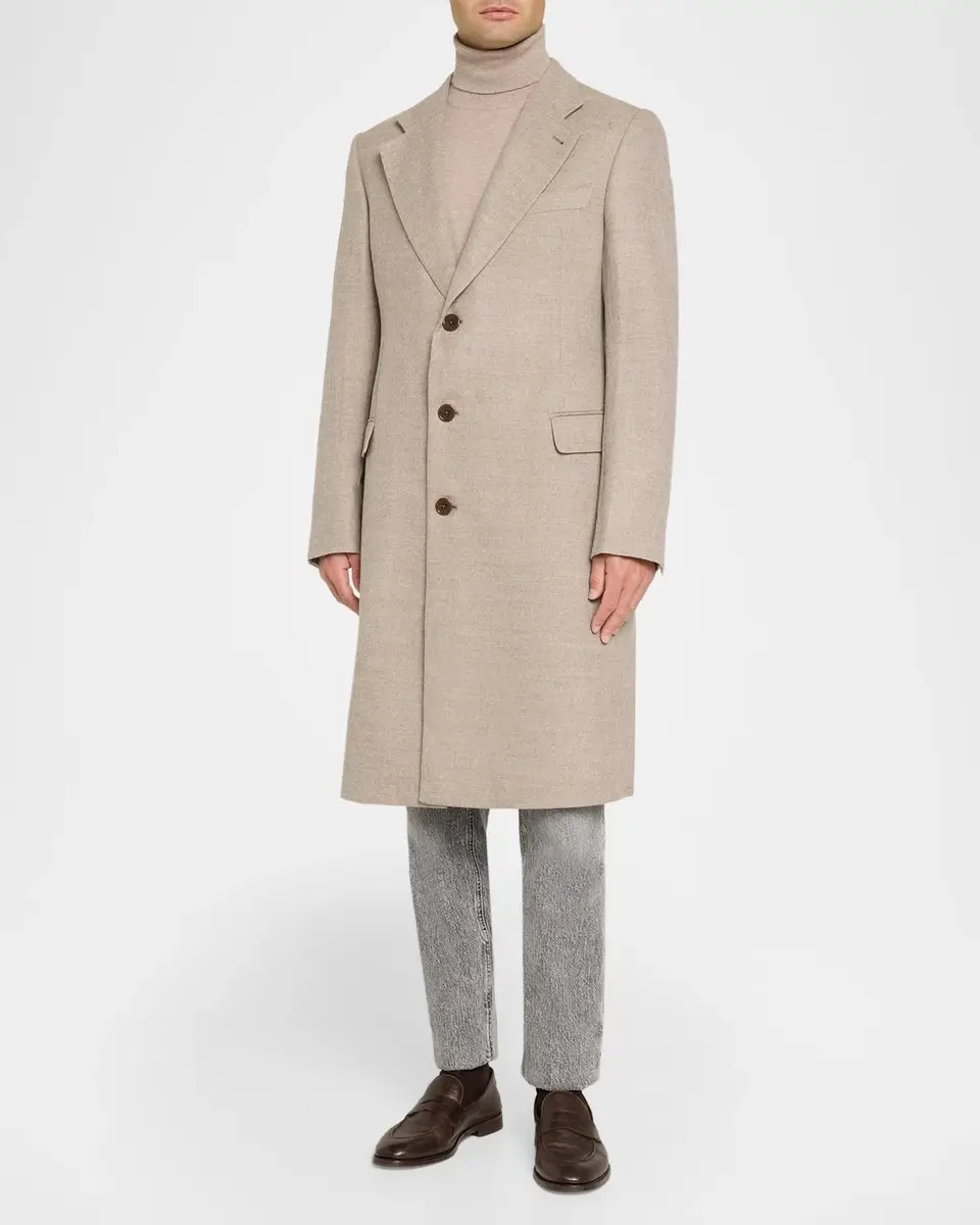 Emporio Armani Men's Wool and Cashmere Overcoat | Thumbnail 4 Emporio Armani Men's Wool and Cashmere Overcoat | Thumbnail 4