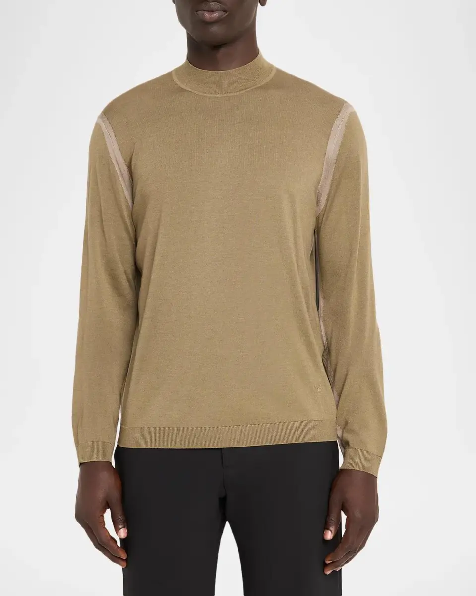 Emporio Armani Men's Silk-Blend Knit Mock Neck Sweater | Thumbnail 4 Emporio Armani Men's Silk-Blend Knit Mock Neck Sweater | Thumbnail 4
