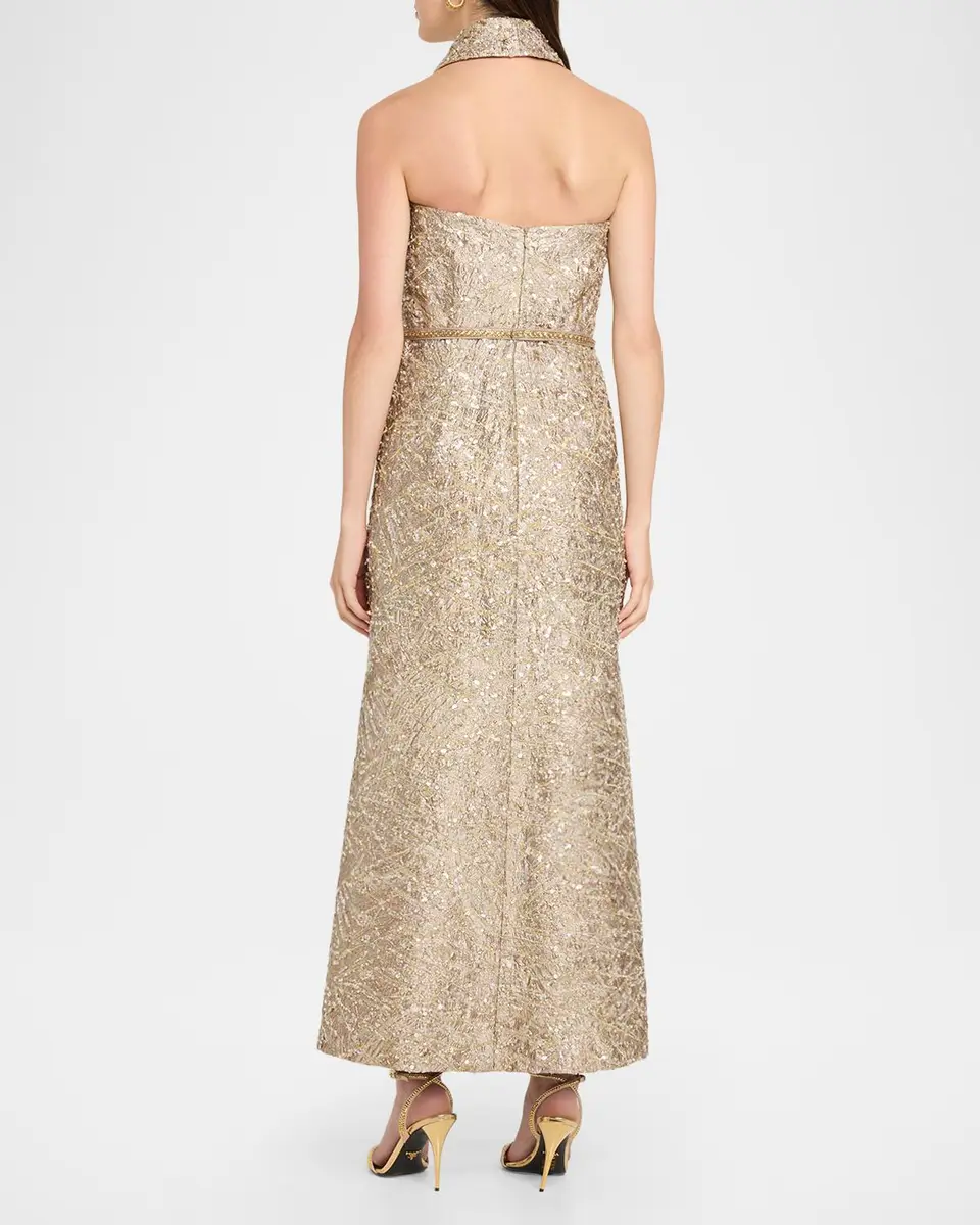 Reem Acra Collared Strapless Embellished Midi Cocktail Dress | Thumbnail 3 Reem Acra Collared Strapless Embellished Midi Cocktail Dress | Thumbnail 3